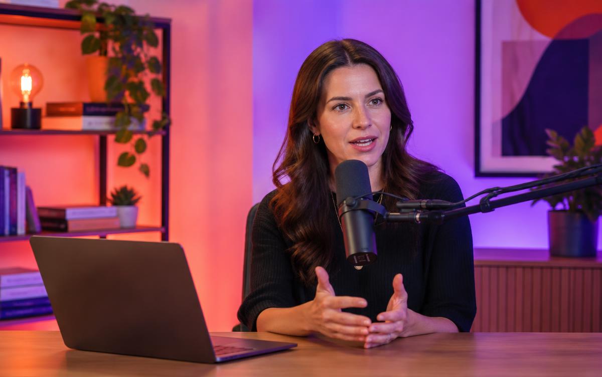 Founder recording a video podcast